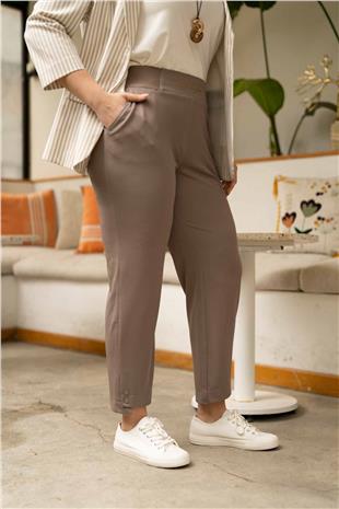 Bel Lastik Ve Yazı Detaylı Paça Çıtçıtlı Pantolon