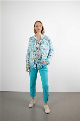 Bel Lastikli Paça Detaylı Dokuma Pantolon