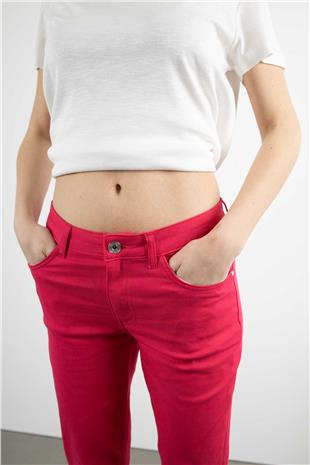 Bel Lastikli Paça Detaylı Dokuma Pantolon