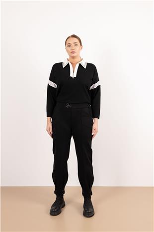 Bel Paça Lastik Detay Basıc Pantolon