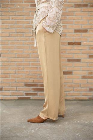 Beli Bağcıklı İpek Saten Pantolon