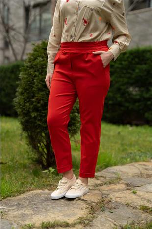 Beli Büzğü Detaylı Kadın Pantolon