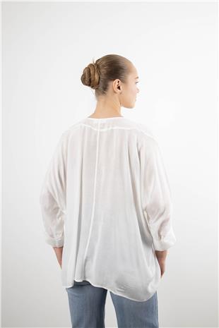 Bisiklet Yaka Arkası Uzun Gömlek