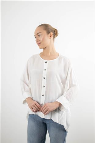 Bisiklet Yaka Arkası Uzun Gömlek