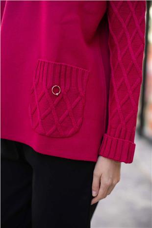 Bisiklet Yaka Detay Cepli Kazak