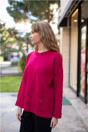 Bisiklet Yaka Detay Cepli Kazak