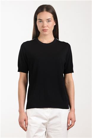 Bisiklet Yaka Omuz Taş Baskılı Kadın Bluz