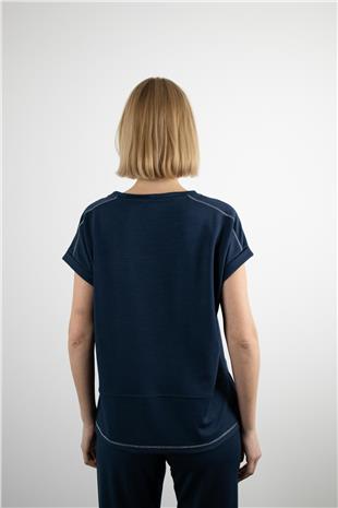 Bisiklet Yaka Taş İşleme Detay Tişört