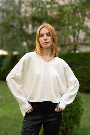 Boyun Bağlama Detay V Yaka Triko