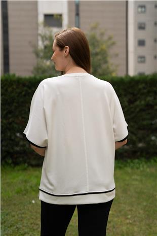 Boyun Fular Detay Bisiklet Yaka Kadın Bluz