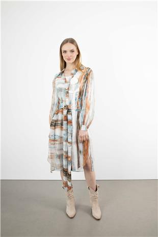 Buroş Detaylı Karışık Desenli Takım