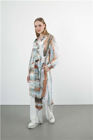 Buroş Detaylı Karışık Desenli Takım