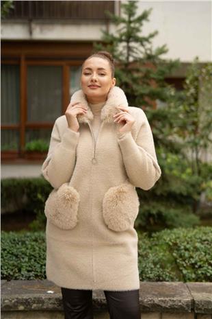 Ceb Ve Yaka Kürk Detaylı Hırka