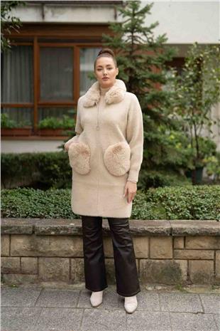 Ceb Ve Yaka Kürk Detaylı Hırka