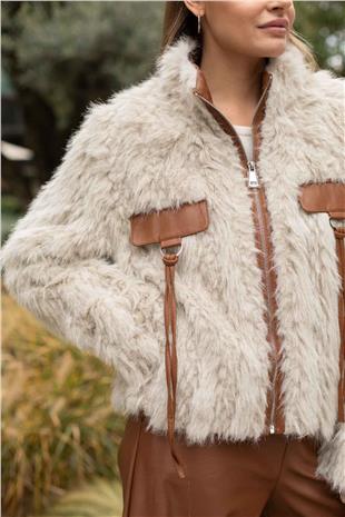 Cebi Deri Detay Kürk Mont