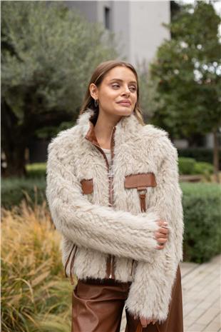 Cebi Deri Detay Kürk Mont