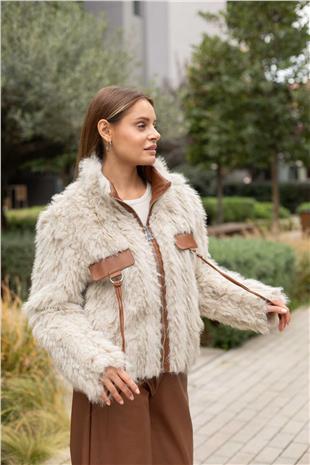 Cebi Deri Detay Kürk Mont