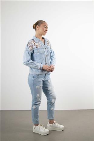 Cebi İnci Detaylı Kot Pantolon