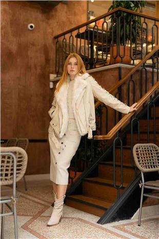 Cep Düğme Detay Triko Etek