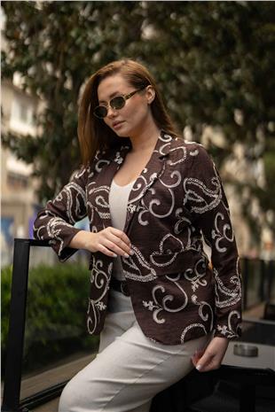 Cep Görünümlü Tek Düğme Detay Kadın Ceket