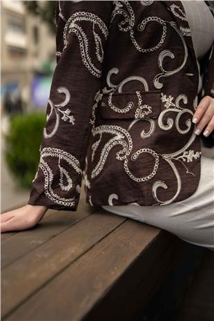 Cep Görünümlü Tek Düğme Detay Kadın Ceket