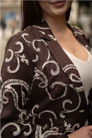 Cep Görünümlü Tek Düğme Detay Kadın Ceket