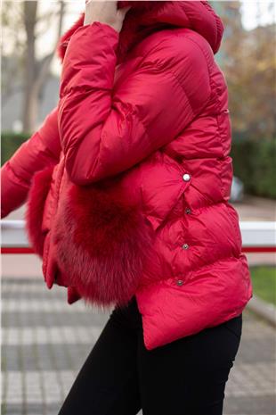 Cep Peluş Detay Şişme Mont