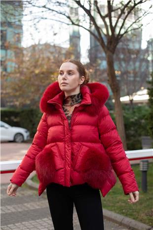 Cep Peluş Detay Şişme Mont