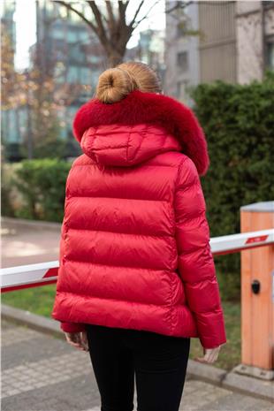 Cep Peluş Detay Şişme Mont