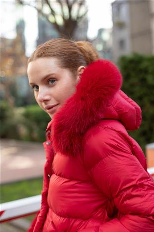 Cep Peluş Detay Şişme Mont