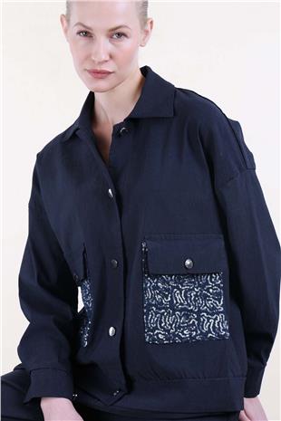 Cep Pul Payet Baskılı Kadın Ceket Pantolon Takım