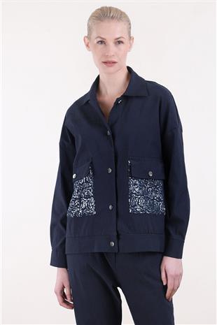 Cep Pul Payet Baskılı Kadın Ceket Pantolon Takım