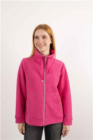 Cep Taş Baskı Detaylı Uzun Kollu Örme Hırka