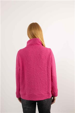 Cep Taş Baskı Detaylı Uzun Kollu Örme Hırka