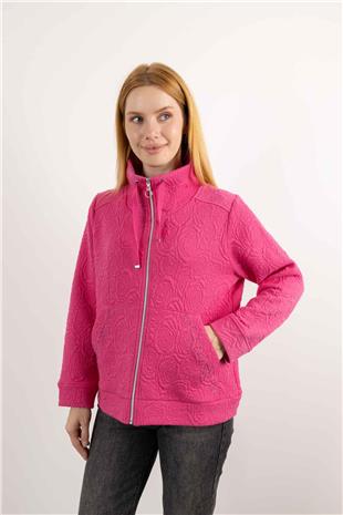 Cep Taş Baskı Detaylı Uzun Kollu Örme Hırka