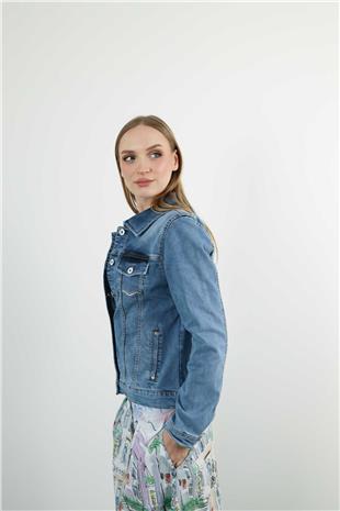 Cep Taş İşleme Detay Jean Ceket