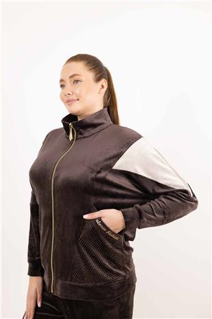 Cep Taş Ve Yazı Desenli Pantolon Hırka Takım