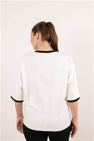 Çiçek Desen Taş Baskı Tişört