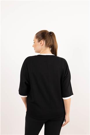 Çiçek Desen Taş Baskı Tişört