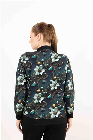 Çiçek Desenli Ve Taş Baskılı Ceket Pantolon Takım