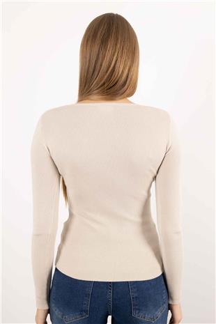 Çiçek Motif Detay Triko