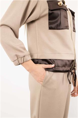 Çift Cep Detay Bel Büzgü Ceket