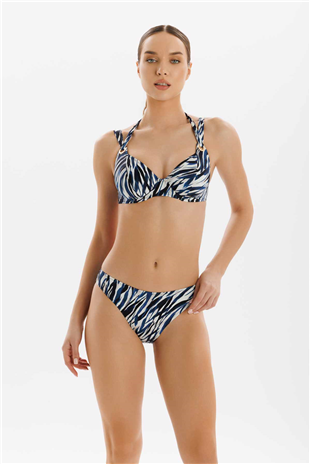Çizgi Desen Detaylı Kadın Bikini