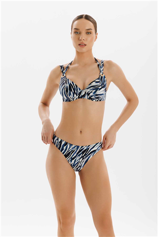Çizgi Desen Detaylı Kadın Bikini