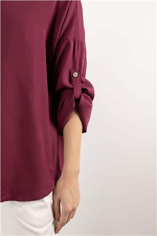 Düğme Detaylı Beli Bağlamalı Uzun Gömlek