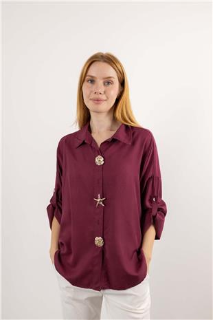 Düğme Detaylı Beli Bağlamalı Uzun Gömlek