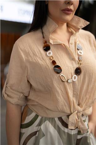 Elips Desenli Kadın Kolye