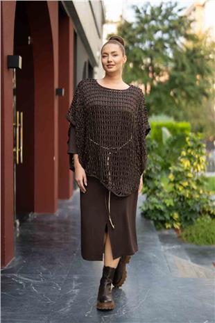 File Detaylı Uzun ElbisE Takım