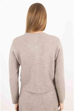 Gold Düğme Detaylı Cepli Uzun Kollu Changel Ceket