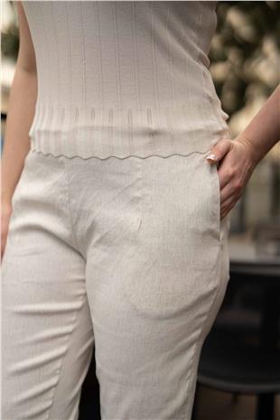 Halka Kemerli Bengalin Kadın Pantolon